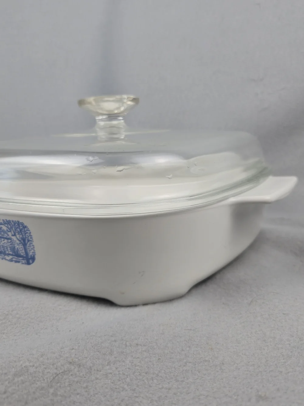 Vintage Corning Ware Microwave Browning Skillet MW-A-10 Blue Cabin Pyrex Lid